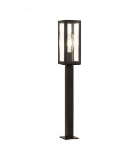 1 Light Outdoor Tall Bollard Light Black with Clear Glass IP44, E27