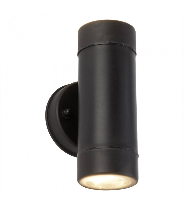2 Light Outdoor Up Down Wall Light Black IP44, GU10