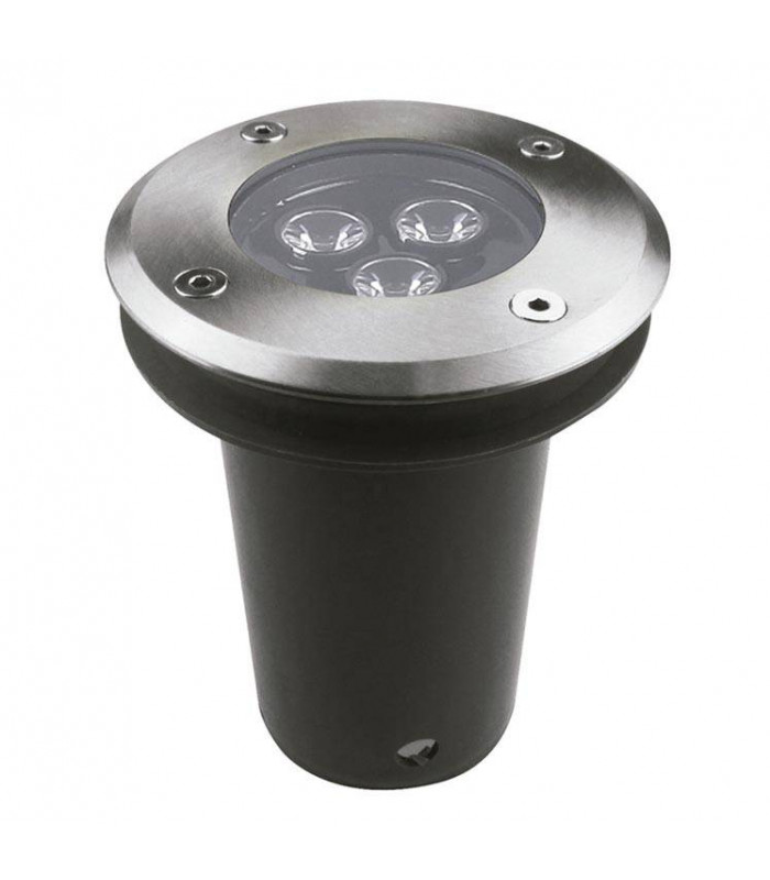 LED 3 Light Recessed Outdoor Ground Light Stainless Steel IP67