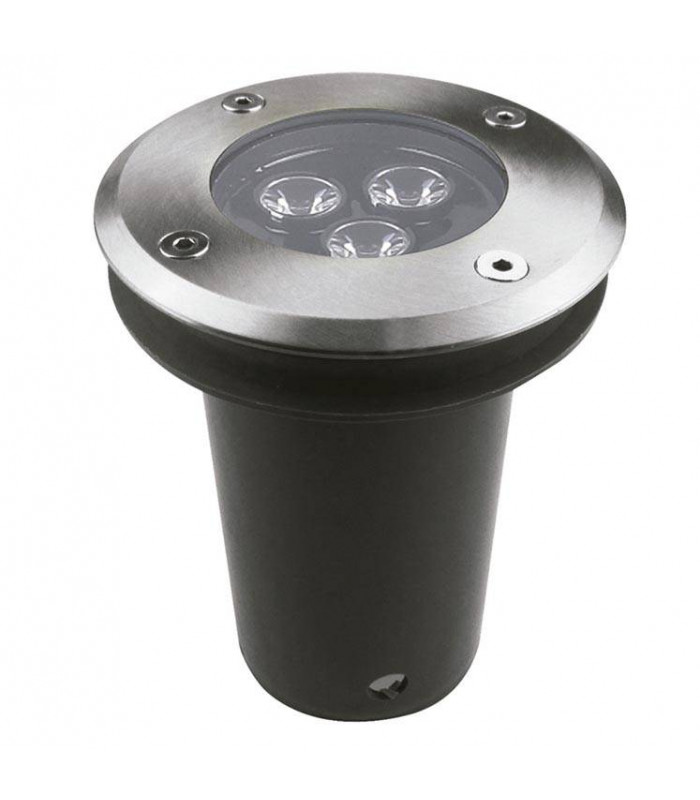 LED 3 Light Recessed Outdoor Ground Light Stainless Steel IP67