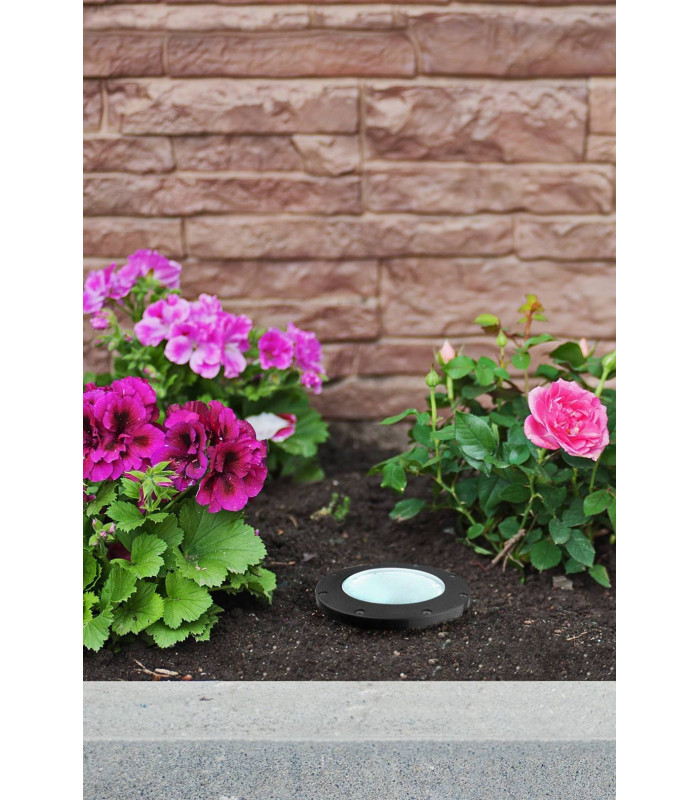 1 Light Round Recessed Outdoor Ground Light Black IP67, E27