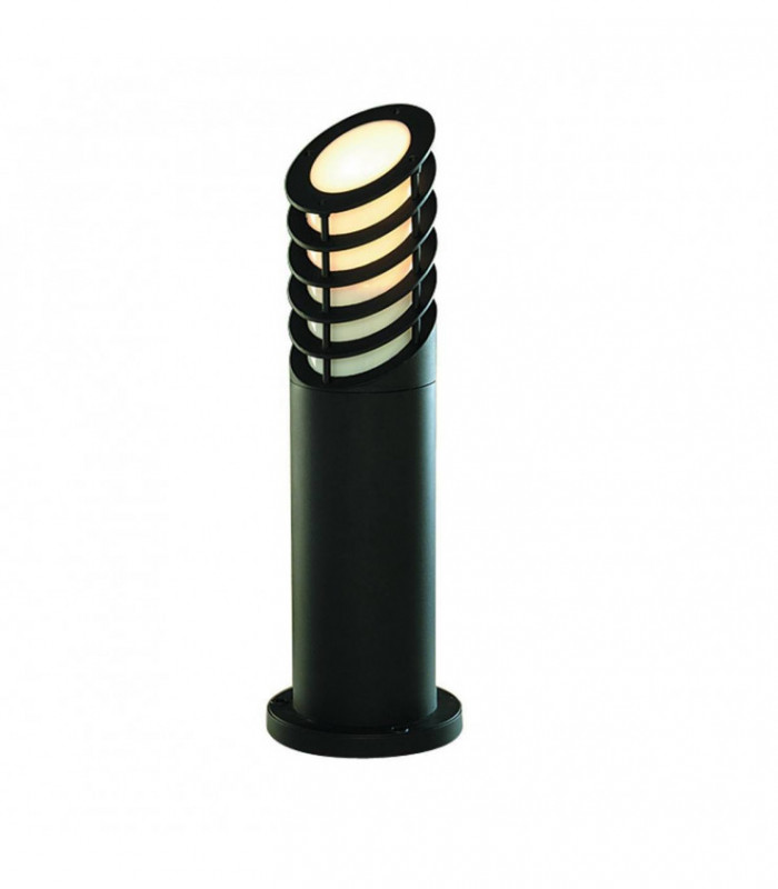 1 Light Outdoor Bollard Light Black with White Diffuser IP44, E27