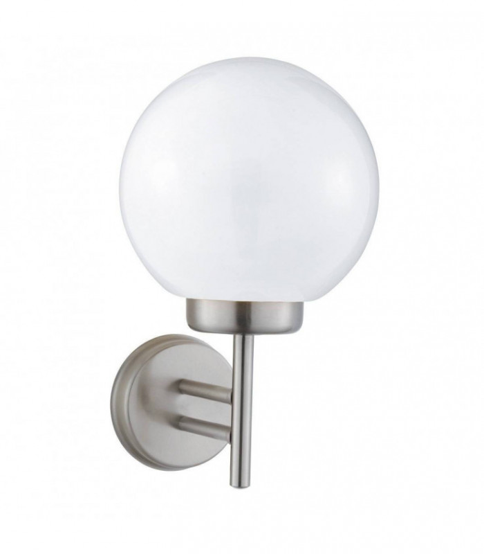 1 Light Outdoor Garden Globe Wall Light Satin Silver IP44, E27