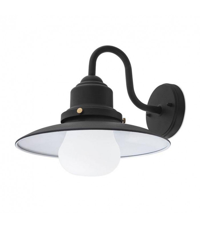 1 Light Outdoor Dome Wall Light Black IP44