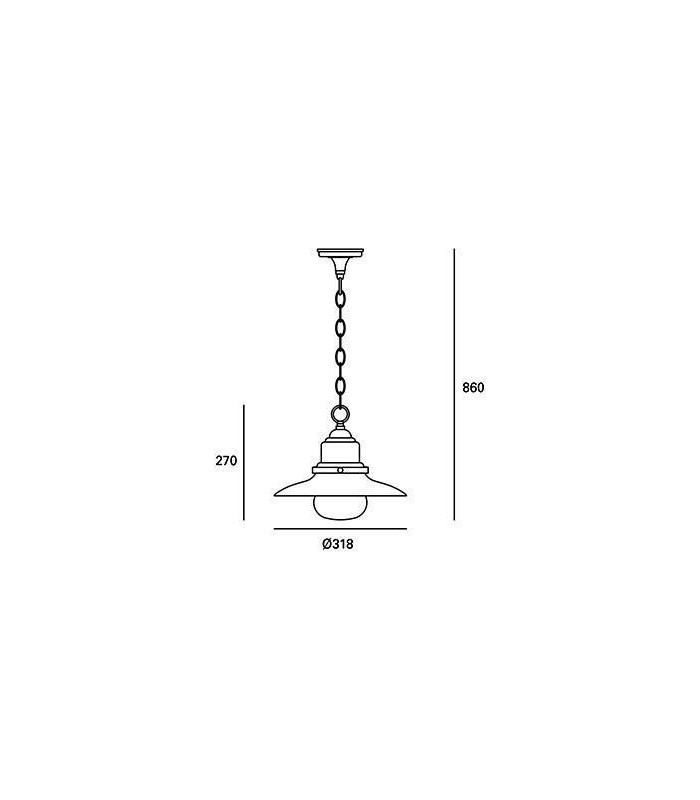 1 Light Outdoor Ceiling Pendant Light Black IP44