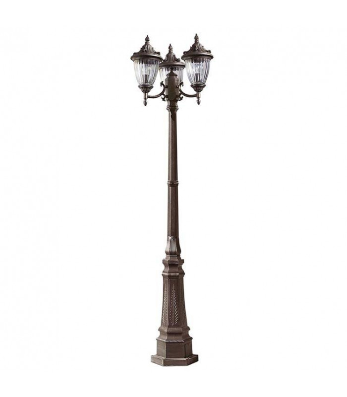 3 Light Triple Outdoor Post Lantern Rusty Brown