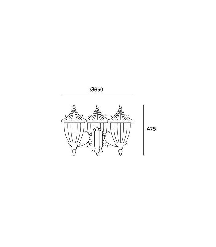 3 Light Triple Outdoor Post Lantern Rusty Brown