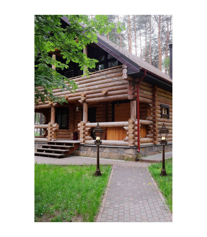 3 Light Outdoor Post Lantern Brown, Clear IP44, E14