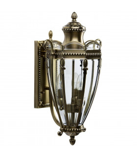 3 Light Outdoor Wall Lantern Antique Brass, Clear IP44, E14