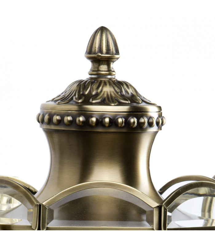 3 Light Outdoor Wall Lantern Antique Brass, Clear IP44, E14