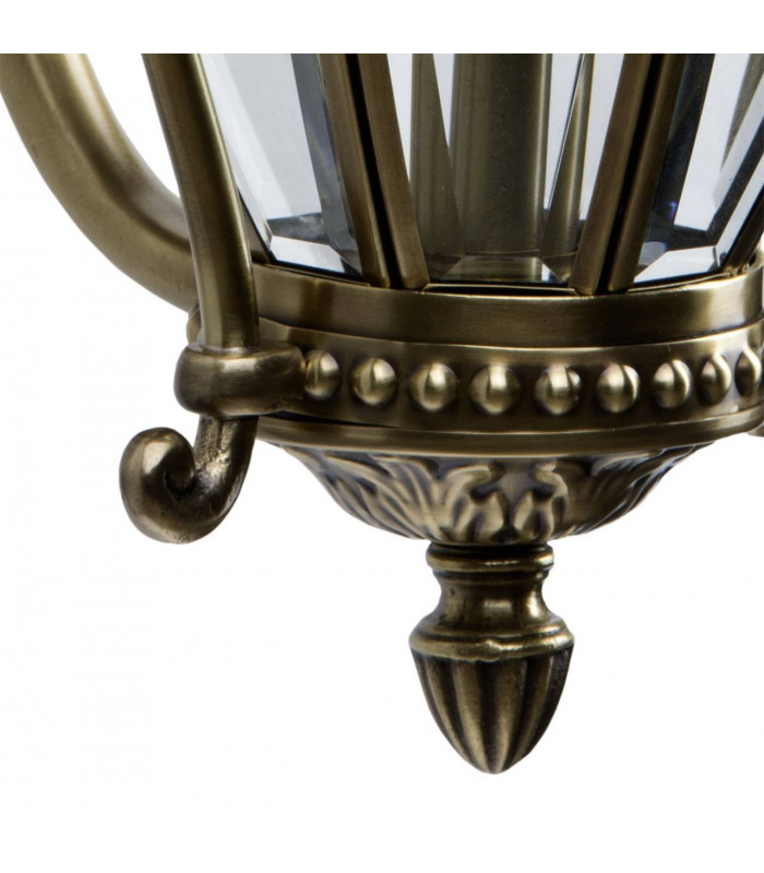 3 Light Outdoor Wall Lantern Antique Brass, Clear IP44, E14