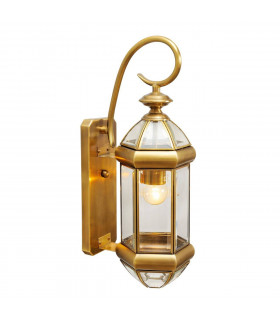 1 Light Outdoor Wall Lantern Brass, Clear IP44, E27