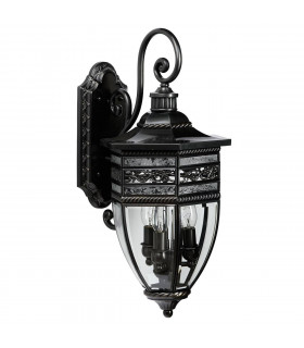3 Light Outdoor Wall Lantern Black, Clear IP44, E14