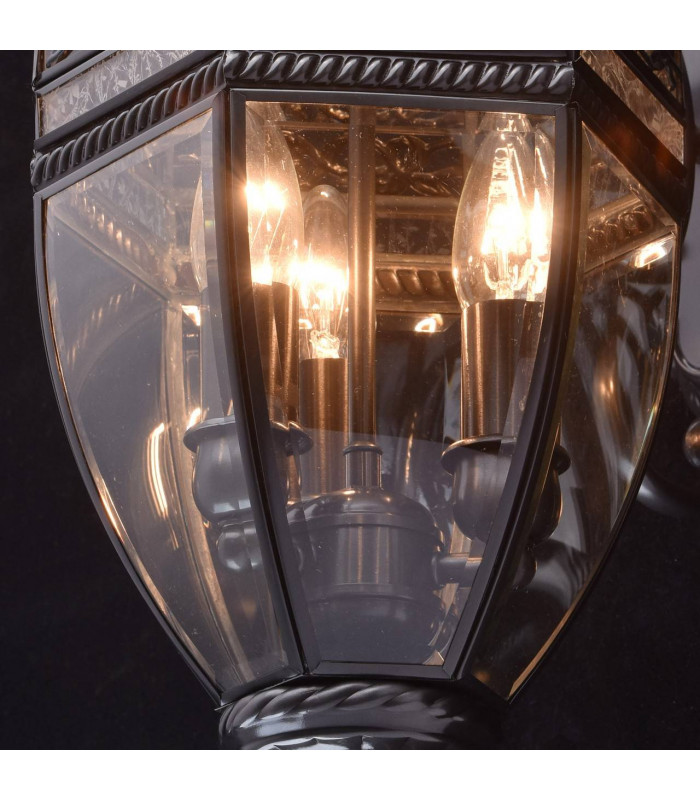 3 Light Outdoor Wall Lantern Black, Clear IP44, E14