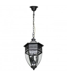 3 Light Outdoor Ceiling Pendant Light Black, Clear IP44, E14