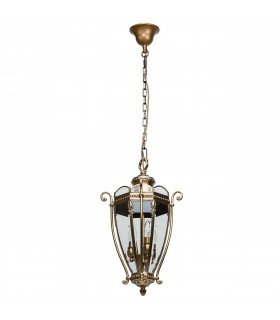 3 Light Outdoor Ceiling Pendant Light Antique Brass, Clear IP44, E14