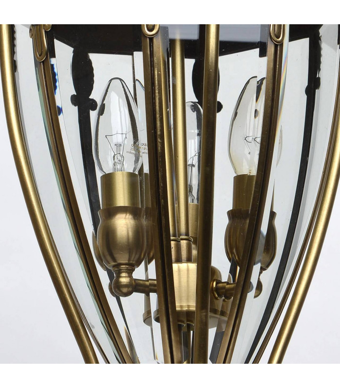 3 Light Outdoor Ceiling Pendant Light Antique Brass, Clear IP44, E14