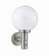 1 Light Outdoor Globe Wall Light Satin Silver with Motion Sensor IP44, E27