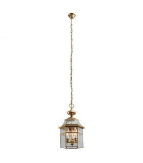 3 Light Outdoor Ceiling Pendant Light Brass, Clear IP44, E14