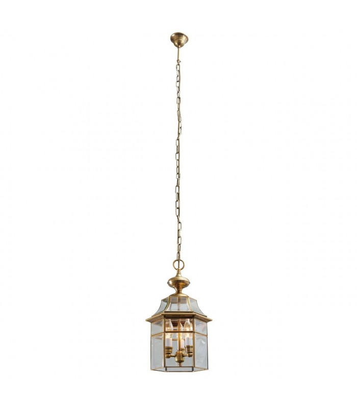 3 Light Outdoor Ceiling Pendant Light Brass, Clear IP44, E14