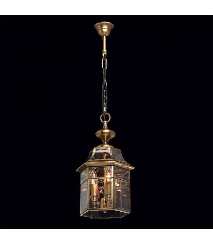3 Light Outdoor Ceiling Pendant Light Brass, Clear IP44, E14