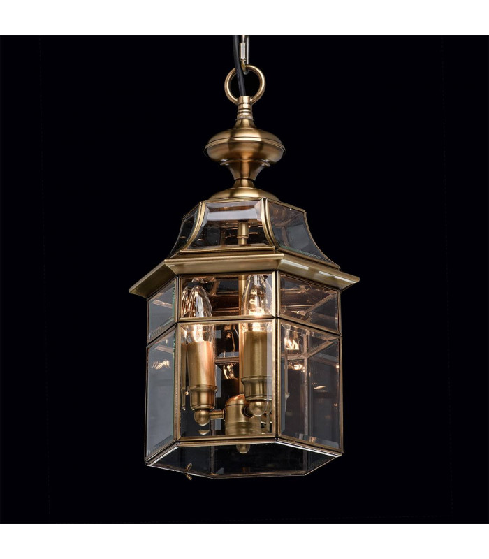 3 Light Outdoor Ceiling Pendant Light Brass, Clear IP44, E14