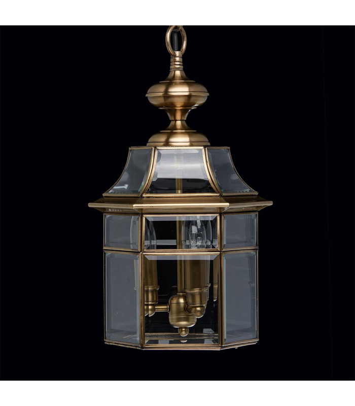 3 Light Outdoor Ceiling Pendant Light Brass, Clear IP44, E14