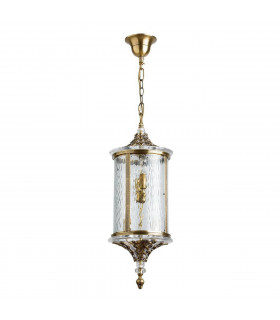 4 Light Outdoor Ceiling Pendant Light Antique Brass, Clear with Crystal Decor IP44, E14