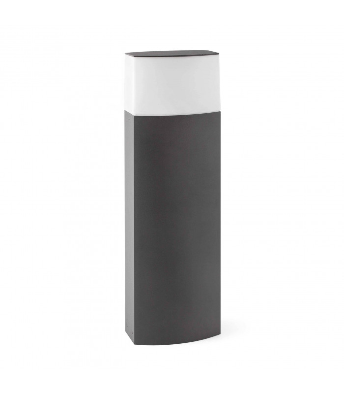 1 Light Outdoor Short Bollard Light White, Dark Grey IP44, E27