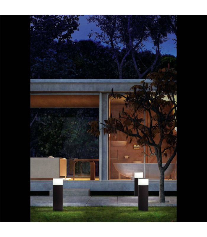 1 Light Outdoor Short Bollard Light White, Dark Grey IP44, E27