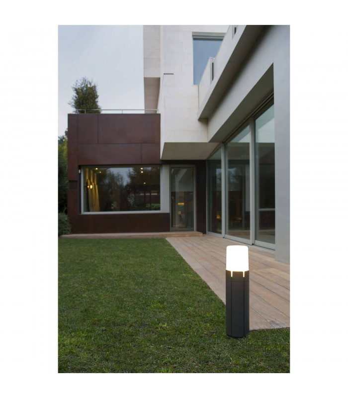 1 Light Outdoor Tall Bollard Light White, Dark Grey IP65, E27
