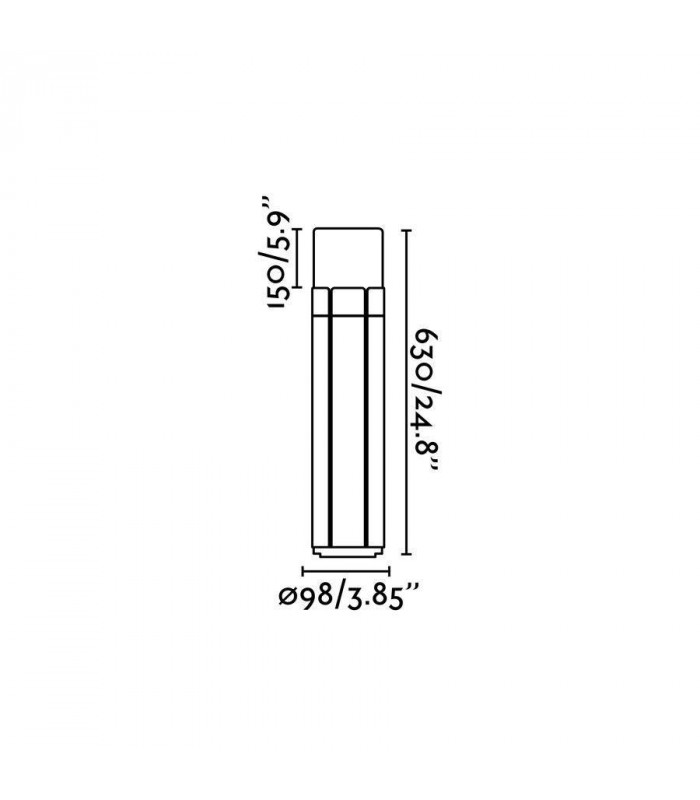 1 Light Outdoor Tall Bollard Light White, Dark Grey IP65, E27