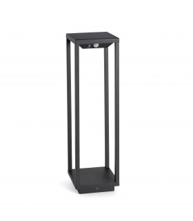 LED Outdoor Bollard Light Dark Grey, Solar Powered with PIRSensor IP54