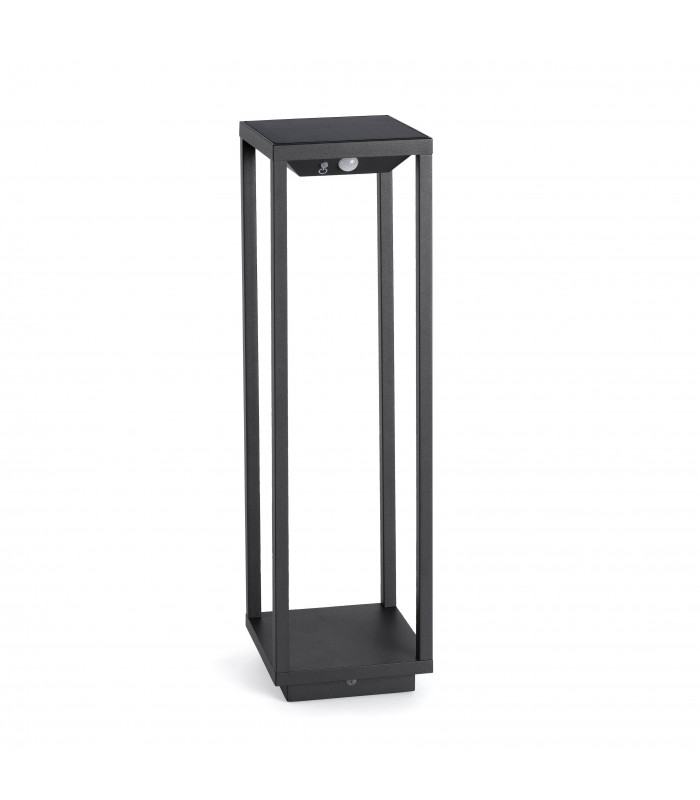 LED Outdoor Bollard Light Dark Grey, Solar Powered with PIRSensor IP54