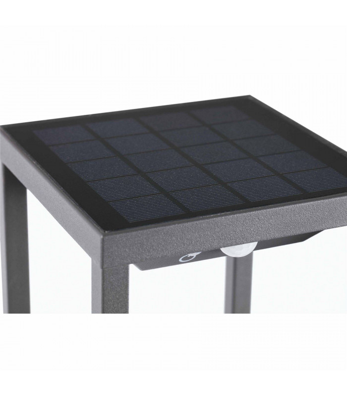 LED Outdoor Bollard Light Dark Grey, Solar Powered with PIRSensor IP54