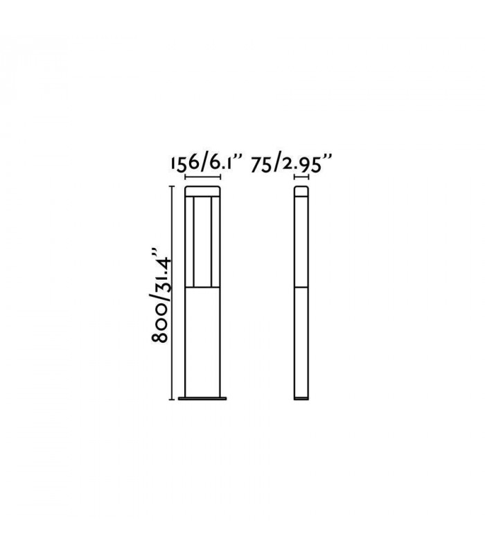 LED Outdoor Tall Bollard Light Dark Grey IP54