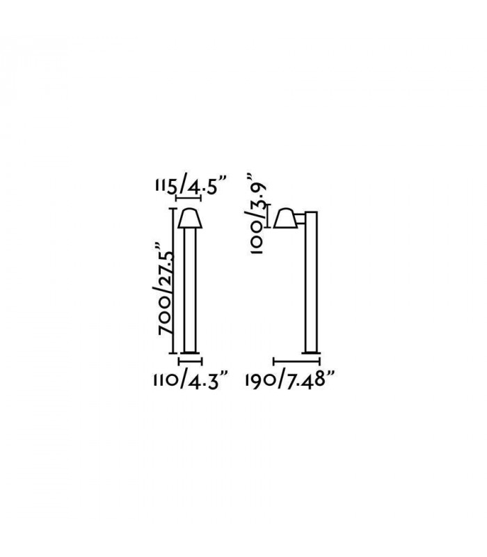 1 Light Outdoor Bollard Light Dark Grey IP44, GU10