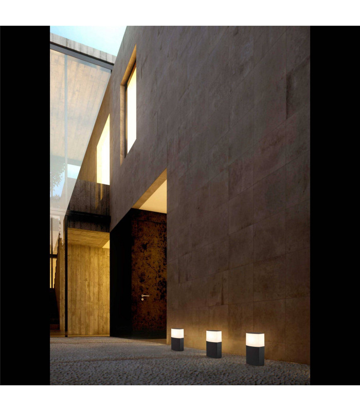 1 Light Outdoor Bollard Pedestal Light White, Dark Grey IP44, E27