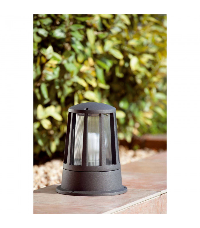 1 Light Outdoor Pedestal Light Dark Grey IP54, E27