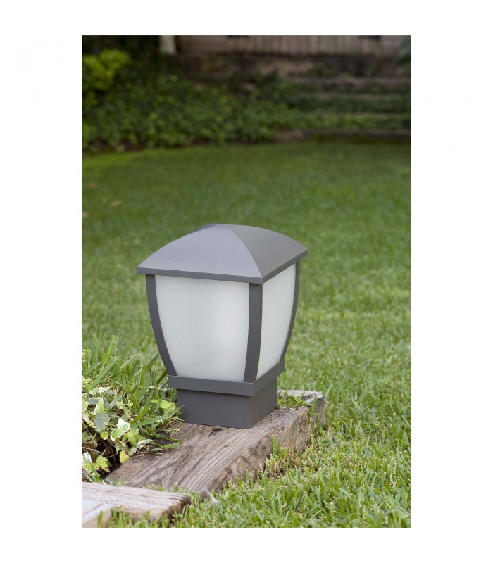 1 Light Outdoor Pedestal Light Dark Grey IP44, E27