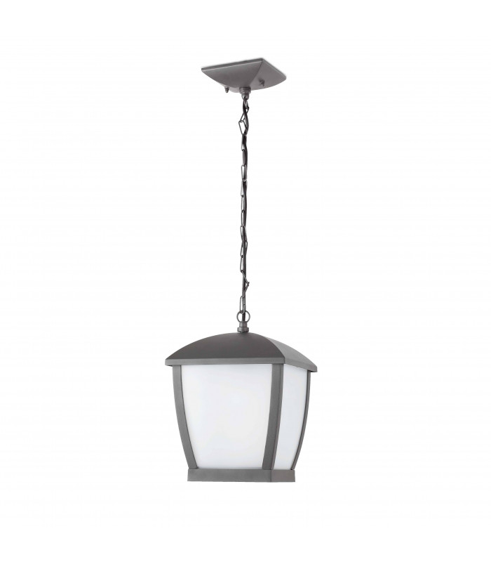 1 Light Large Square Outdoor Ceiling Pendant Light White, Dark Grey IP44, E27