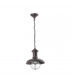 1 Light Small Outdoor Ceiling Pendant Light Clear, Rust Brown, E27