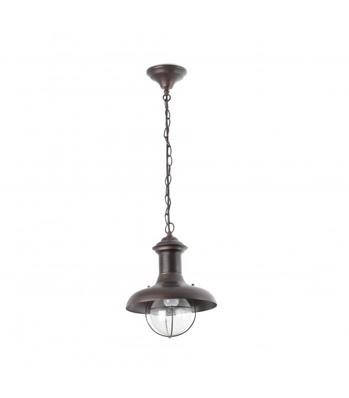 1 Light Small Outdoor Ceiling Pendant Light Clear, Rust Brown, E27