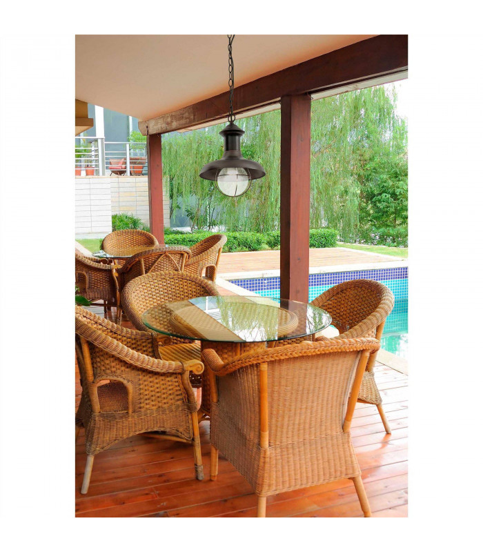 1 Light Small Outdoor Ceiling Pendant Light Clear, Rust Brown, E27