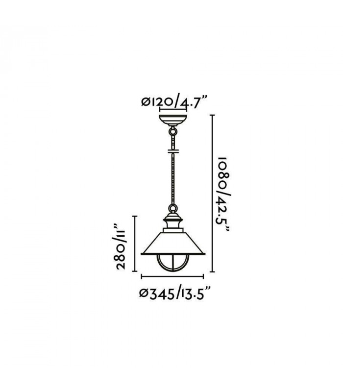 1 Light Large Outdoor Ceiling Pendant Light Clear, Rust Brown, E27