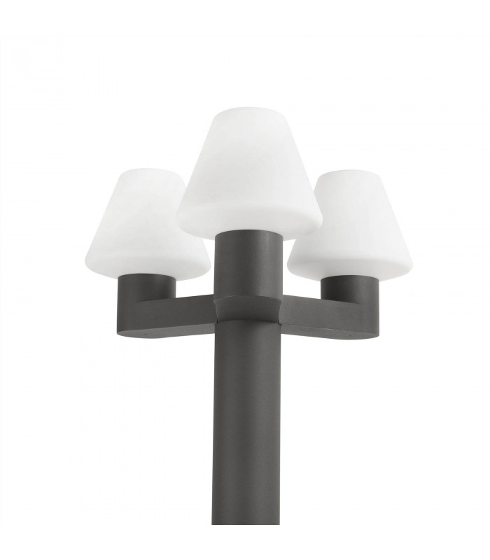3 Light Outdoor Lamp Post Dark Grey - Base Only IP44, E27