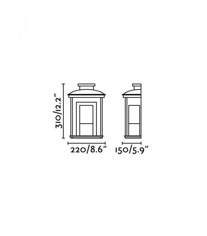 1 Light Outdoor Wall Lantern Black IP44, E27