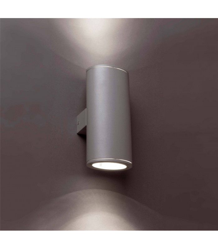 2 Light Outdoor Up Down Wall Light Grey IP44, GU10