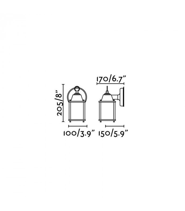 1 Light Outdoor Wall Lantern Rust Brown, E27