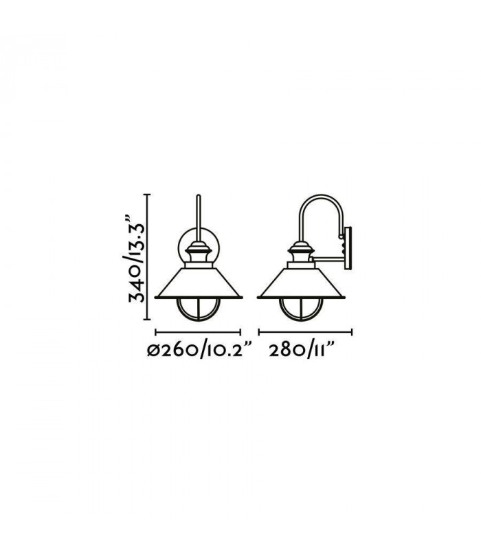 1 Light Outdoor Small Dome Wall Light Rust Brown, E27